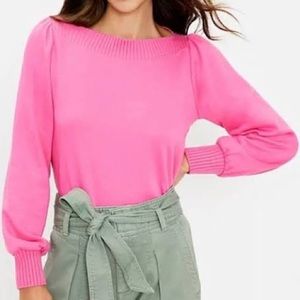 Loft Boatneck Puff Shoulder Sweatshirt